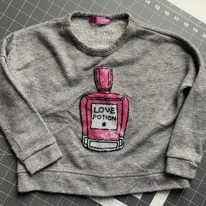 Sequin Love Potion Aqua Girl Kids Crewneck Sweatshirt